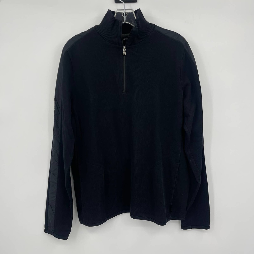 Boss Black Sweatshirt 1/4 Zip Mens Medium Sweater Pullover Pockets
